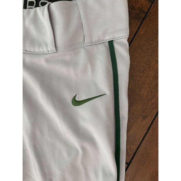 Nike BSBL Grip Waistband Mens Gray Baseball Knickers w/Green Piping Size M - Picture 2 of 7